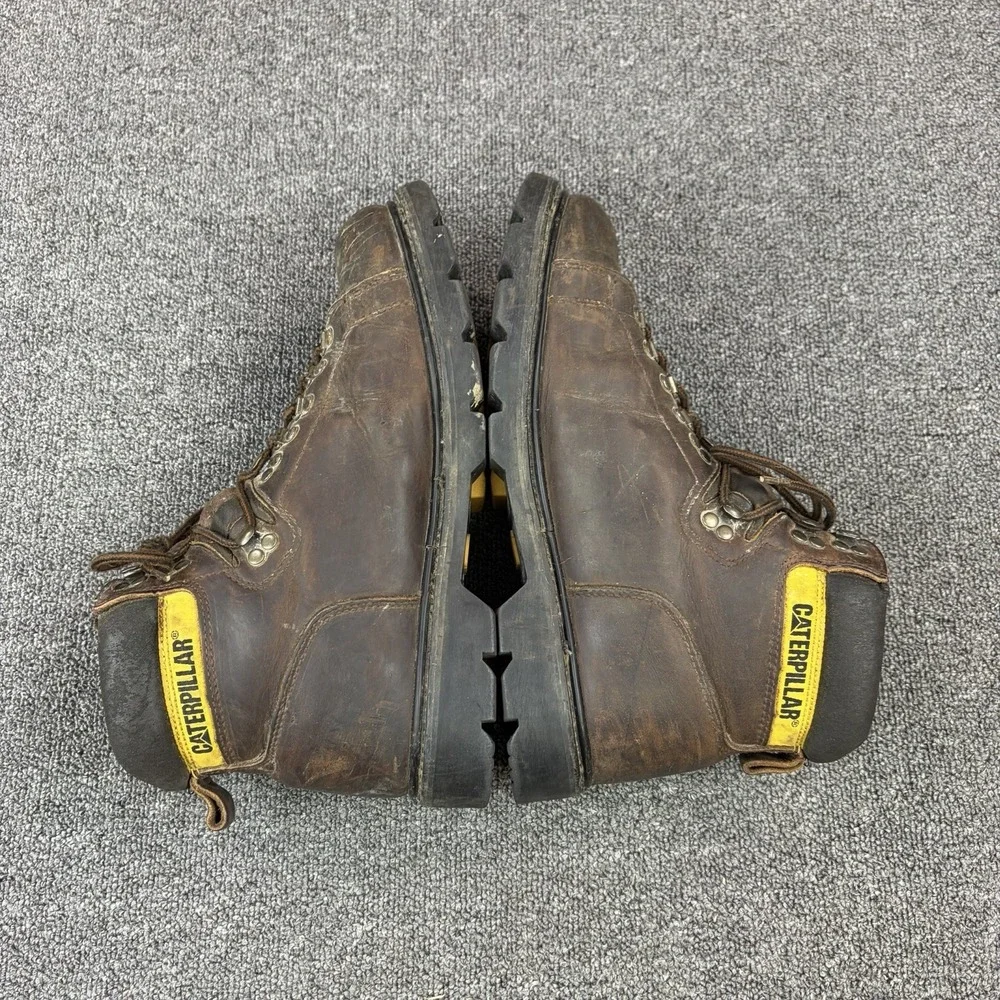CATERPILLAR Work Boots Men's Sz US 13 M Safety Oil Water Resistant Brown Leather